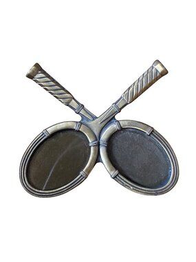 Vintage Solid Brass Tennis Racket Double Picture Photo Frame USA